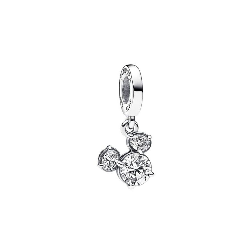Pandora X Disney Silver Mickey Mouse Sparkling Head Silhouette Dangle Charm